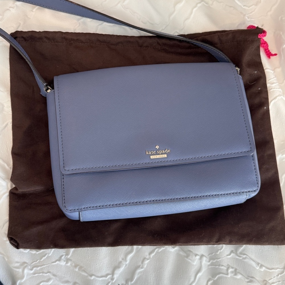 Kate Spade Blue Crossbody Classic Flap Purse Handbag Bag